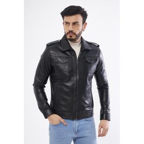 Derinss DER276 Siyah Hakiki Deri Erkek Mont