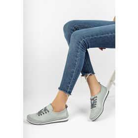 Deripabuc DP16-0062 Hakiki Deri Mavi Kadın Casual Ayakkabı
