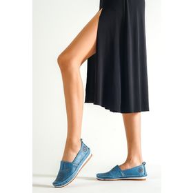 Deripabuc DP16-0066 Hakiki Deri Kot Mavi Kadın Casual Ayakkabı