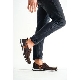 Deripabuc MRD15-3004 Hakiki Deri Kahverengi Nubuk Erkek Casual Ayakkabı