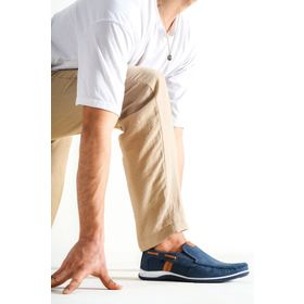Deripabuc MRD15-3004 Hakiki Deri Lacivert Nubuk Erkek Deri Casual Ayakkabı