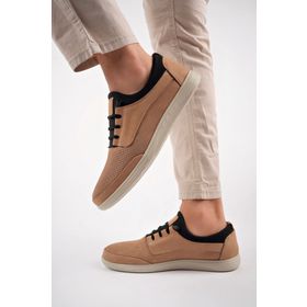 Deripabuc MRD7-0706 Hakiki Deri Kum Vizon Nubuk Erkek Deri Casual Ayakkabı