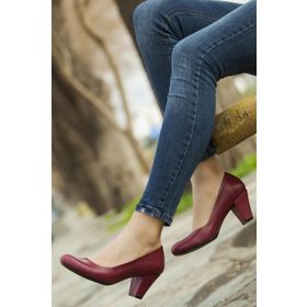 Deripabuc TRC-1073 Bordo Kadın Topuklu Ayakkabı