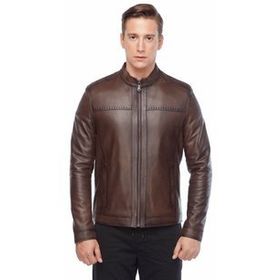 Deriza 35-8789 Spor Dikişli Klasik Kahve Deri Mont