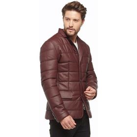 Deriza Morazzi Blazer Şişme Deri Bordo Erkek Ceket