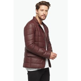 Deriza Morazzi Blazer Şişme Deri Bordo Erkek Ceket