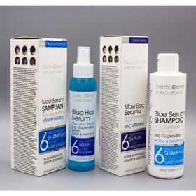 Dermaderm Mavi 125 ml Saç Bakım Su ve Serumu + 250 ml Mavi Şampuan