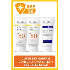 Dermaderm SPF50+ Yüz ve Vücut 100 ml 2 Adet Güneş Kremi ve Dermaderm 100 ml 1 Adet Gece Leke Kremi