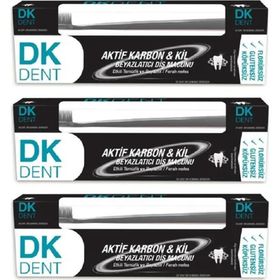 Dermokil Dk Dent Aktif Karbon Kil 75 ml Diş Macunu ve 3 Adet Diş Fırçası