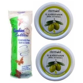 Dermokil El Kremi Zeytinyağlı 2x220 ml + Makyaj Pamuğu
