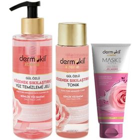 Dermokil Gül Özlü 200 ml Tonik + Gül Özlü 400 ml Yüz Temizleme Jeli + Gül Özlü 75 ml Maske