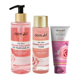 Dermokil Gül Özlü 200 ml Tonik + Gül Özlü 400 ml Yüz Temizleme Jeli + Gül Özlü 75 ml Maske
