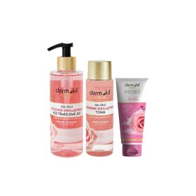 Dermokil Gül Özlü 200 ml Tonik + Gül Özlü 400 ml Yüz Temizleme Jeli + Gül Özlü 75 ml Maske
