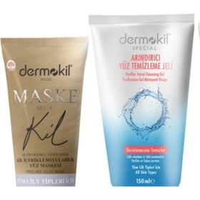 Dermokil Tüm Cilt Tipleri Için 75 ml Special Soyulabilir Havyarlı Siyah Kil Maskesi + 75 ml Soyulabilir Kil Içerikli Gold Maske