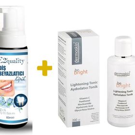Dermoskin 200 ml Be Bright Leke Giderici Aydınlatıcı Tonik+E2'Quality E2'quality Diş Beyazlatıcı Köpük
