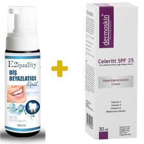 Dermoskin 30 ml Celeritt Spf 25 Leke Bakım Kremi+E2'Quality E2'quality Diş Beyazlatıcı Köpük