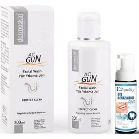 Dermoskin Acgun 200 ml Yüz Yıkama Jeli+E2'Quality E2'quality Diş Beyazlatıcı Köpük
