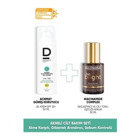 Dermoskin Akneli Cilt Acn Mat Face Protection SPF50+ 50 ml Güneş Kremi+30 ml Niacinamide Serum