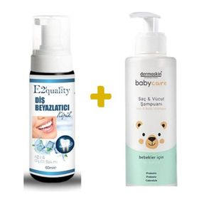 Dermoskin BabyCare 230 ml Saç ve Vücut Şampuanı+E2'quality Diş Beyazlatıcı Köpük