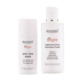 Dermoskin Be Bright AHA BHA 33 ml Krem + Be Bright Aydınlatıcı 200 ml Tonik Set