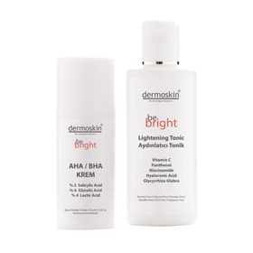 Dermoskin Be Bright AHA BHA 33 ml Krem + Be Bright Aydınlatıcı 200 ml Tonik Set