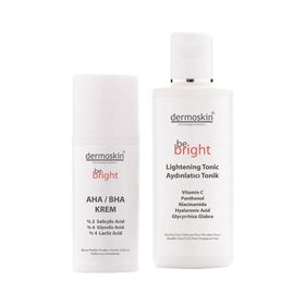 Dermoskin Be Bright AHA BHA 33 ml Krem + Be Bright Aydınlatıcı 200 ml Tonik Set