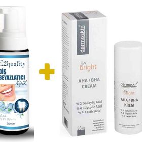 Dermoskin Be Bright AHA/BHA 33 ml Krem+E2'Quality E2'quality Diş Beyazlatıcı Köpük