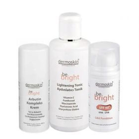 Dermoskin Be Bright Aydınlatıcı 200 ml Tonik + Dermoskin Arbutin Kompleks 33 ml Krem + Be Bright SPF50+ Medium 33 ml Likit Fondöten