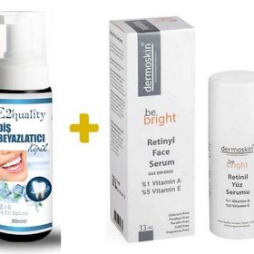 Dermoskin Be Bright Retinil 33 ml Face Retinol İçeren Yüz Serumu+E2'Quality E2'quality Diş Beyazlatıcı Köpük