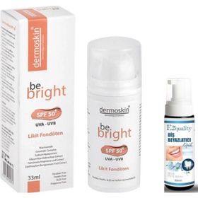 Dermoskin Be Bright SPF50 33 ml Medium Likit Fondöten+E2'quality Diş Beyazlatıcı Köpük