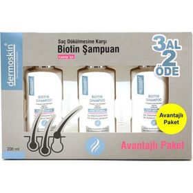 Dermoskin Biotin Avantajlı Paket 3 Al 2 Öde Saç Dökülmelerine Karşı Şampuan