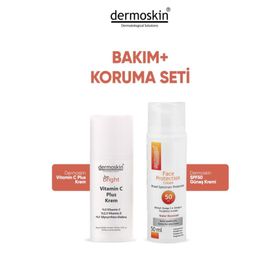 Dermoskin Face Protection SPF50+ 50 ml Güneş Kremi+33 ml Be Bright Vitamin C Plus Krem