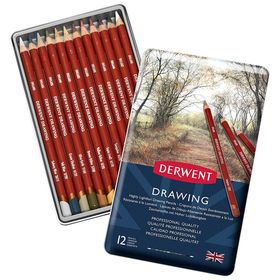 Derwent 12 Renk Metal Kutulu Drawing Serisi Yağlı Kuru Kalem Seti