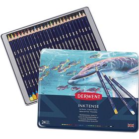 Derwent 24 Renk Metal Kutulu Inktense Serisi Mürekkep Bazlı Suluboya Kalem Seti