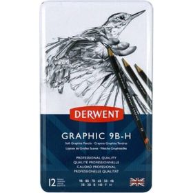 Derwent 34215 12'li Set Teneke Kutu Graphic Pencils
