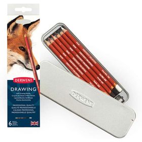 Derwent 6 Renk Metal Kutulu Drawing Serisi Yağlı Kuru Kalem Seti