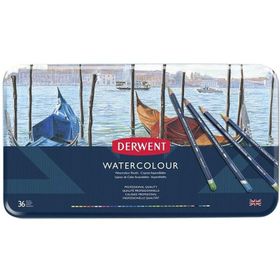 Derwent Academy Watercolour Pencils Aquarel 36'lı Teneke Kutu Kuru Boya Kalemi