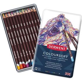 Derwent Coloursoft Pencils Yumuşak 12`li Teneke Kutu Kuruboya Kalemi