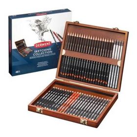 Derwent Sketching Pencils Seti 48`li Ahşap Kutu Çizim Kalemi