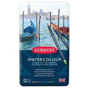 Derwent Watercolour Metal Kutu 12'li Kuru Boya