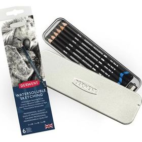 Derwent Watersoluble Sketching Suda Çözünebilen Metal Kutu 6'lı Kalem Seti