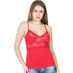 Derya Kurşun 258 İnce Askılı Dantelli Kırmızı Kadın Atlet