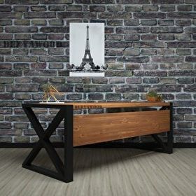 Deryawood 200x85x76 cm Ahşap Kahverengi Silver Ahşap Çalışma Masası