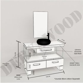 Deryawood Açık Ceviz Aves Ahşap Çekmeceli Banyo Dolabı