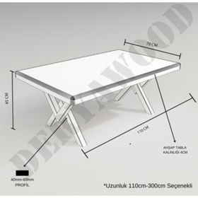Deryawood Açık Ceviz Masif Ahşap Mobel Ofis Sehpa