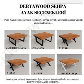 Deryawood Açık Ceviz Masif Ahşap Mobel Ofis Sehpa