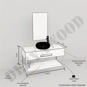 Deryawood Açık Ceviz Wind Ahşap Banyo Rafı