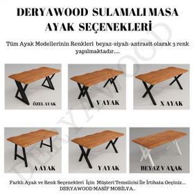 Deryawood Atair 70x140x76 cm Masif Ahşap Sulamalı Mutfak Masası