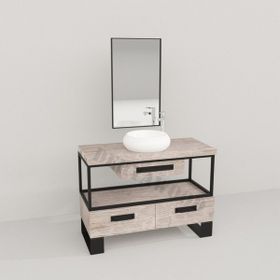 Deryawood Beyaz Eskitme Aves Ahşap Çekmeceli Banyo Dolabı