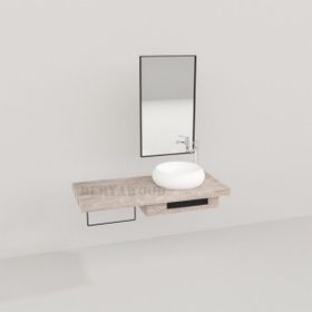 Deryawood Beyaz Eskitme Genüs Ahşap Banyo Rafı